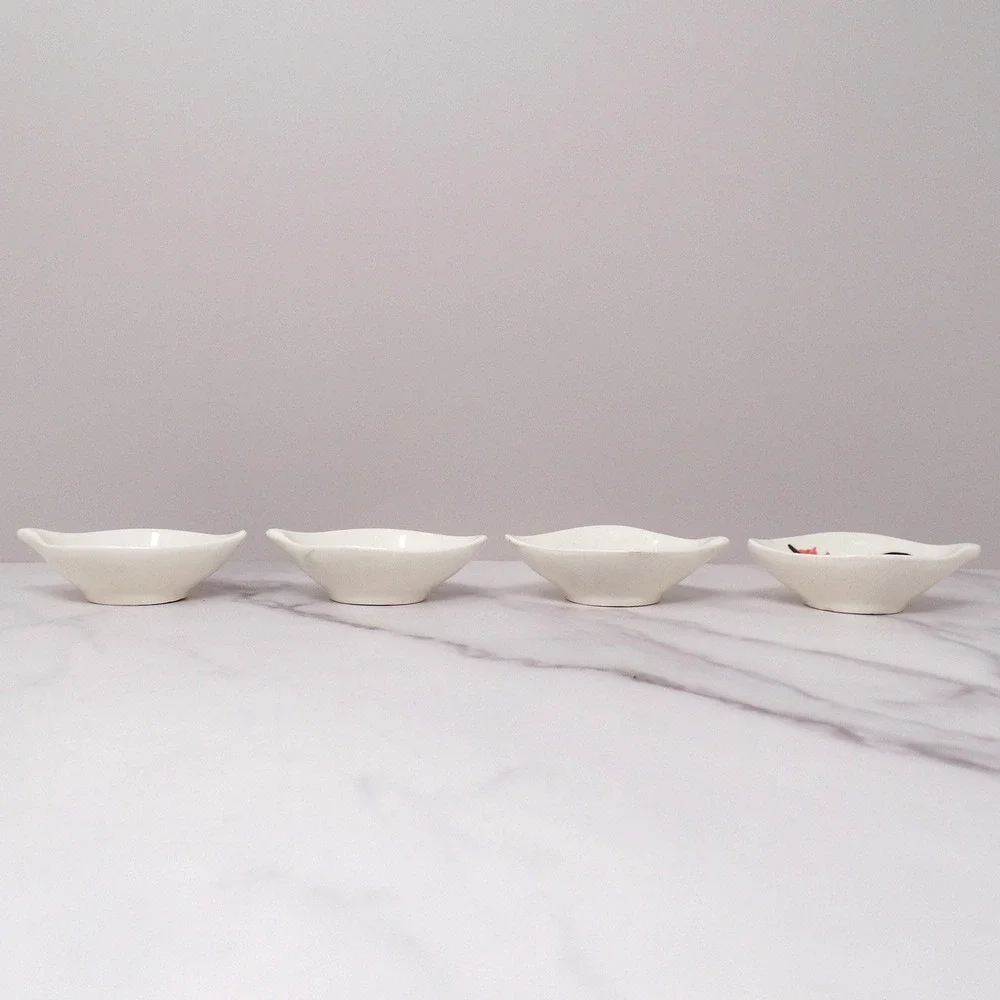 Vintage Hand-painted Ceramic Rooster Condiment Bowls - set of 4